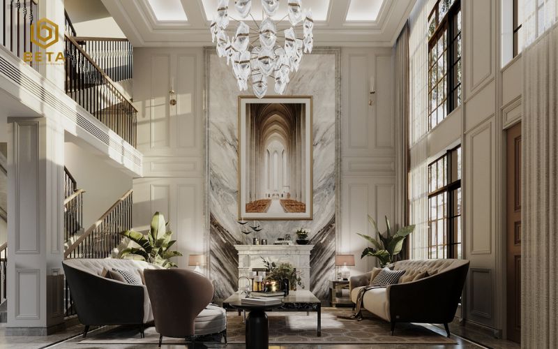 Phòng khách – trung tâm năng lượng của biệt thự