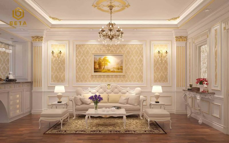 [BST] 99+ Mẫu thiết kế phòng khách biệt thự tân cổ điển đẹp, sang trọng