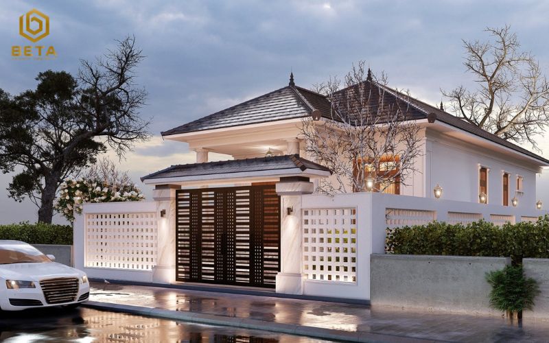 Biệt thự nhà vườn 150m2 mái bằng hiện đại