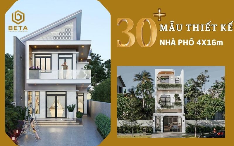 mẫu thiết kế nhà phố 4x16m