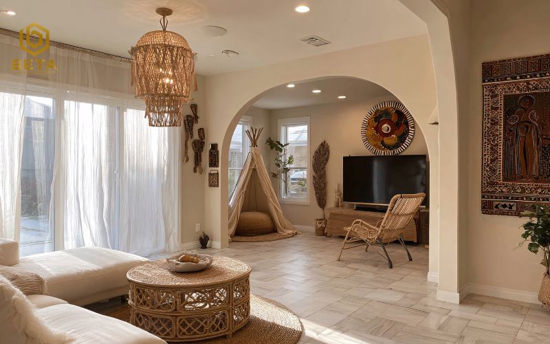 Mẫu thiết kế nội thất nhà vườn phong cách Indochine truyền thống