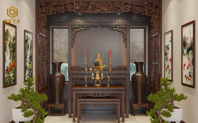 15+ mẫu thiết kế phòng thờ biệt thự sang trọng và chuẩn phong thủy