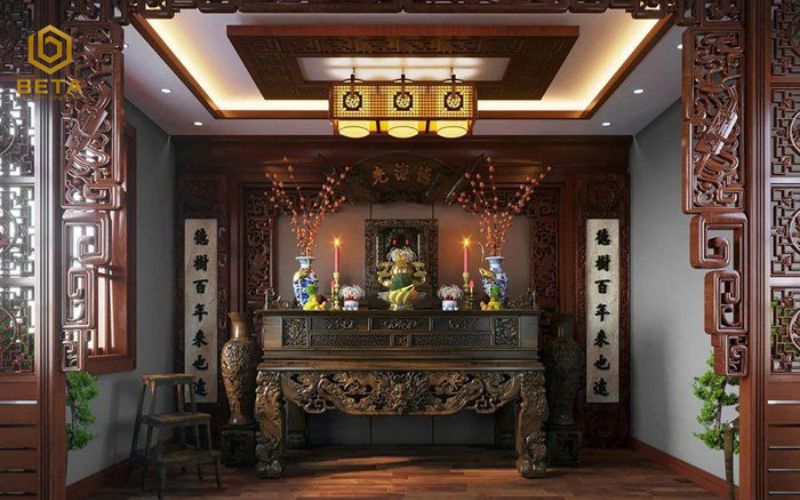 15+ mẫu thiết kế phòng thờ biệt thự sang trọng và chuẩn phong thủy