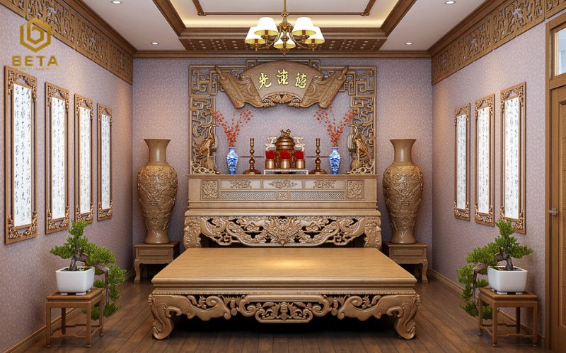 15+ mẫu thiết kế phòng thờ biệt thự sang trọng và chuẩn phong thủy